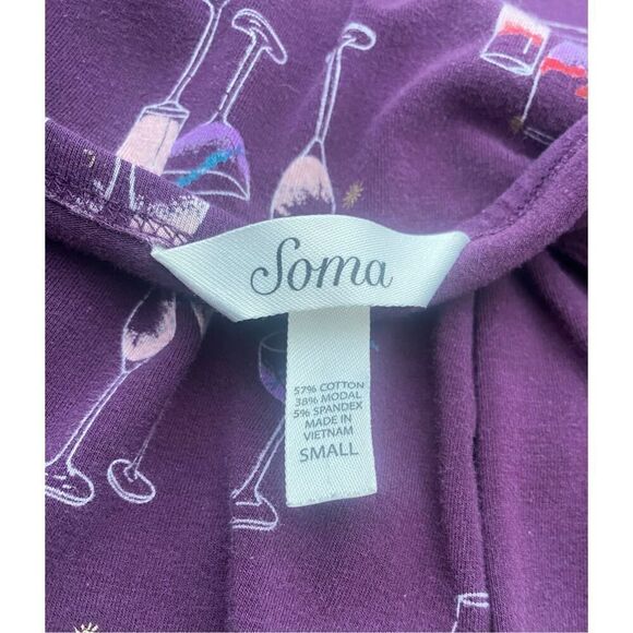 SOMA Sleep Shirt Sz. S Cocktail Glass Print Holidays NYE Cozy Loungewear - Picture 5 of 6